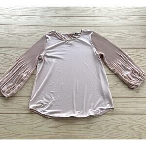 Adriana Papell Textured Long Sleeve Blouse Women's Size M Pink